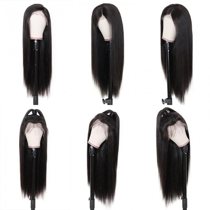 Incolorwig Fake Scalp Lace Wig 100% Human Hair 13*4 Lace Front Straight Human Hair Wigs