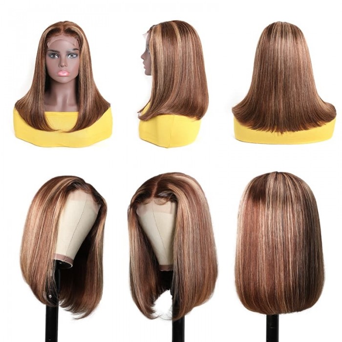Incolorwig Fashion Short Bob Wigs TL412 Highlight Lace Part Wig 150% Density