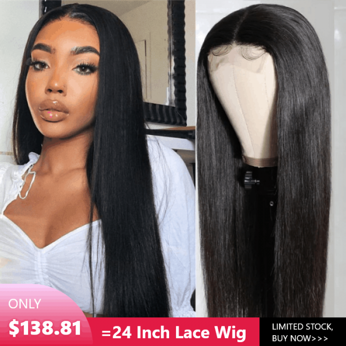 Incolorwig Flash Sale  Natural Black T Part Lace Wig Straight Human Hair Wigs