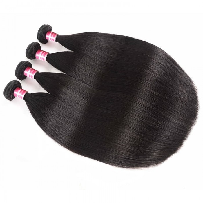 Incolorwig 100% Virgin Human Hair Weave Soft Brazilian Straight Hair 4 Bundles Affordable Price