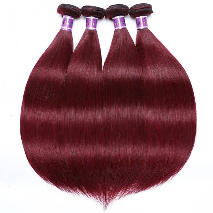 Incolorwig Brazillian 99J Color Human Hair 4 Bundles Straight Human Hair Weave
