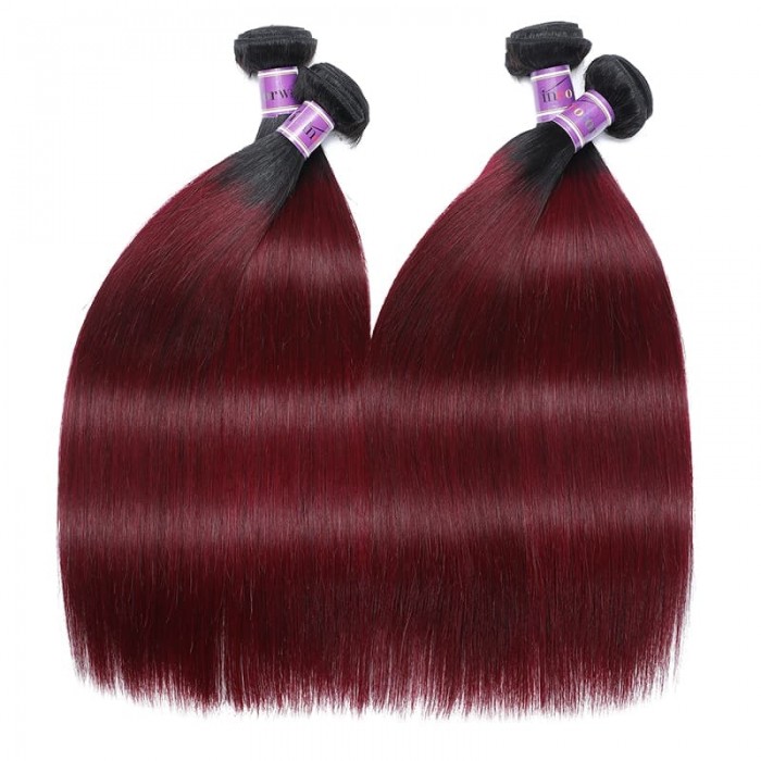 Incolorwig Peruvian Human Hair Weave Novel Hair Color TB99J Straight Human Hair Weave 4 Bundles Deals