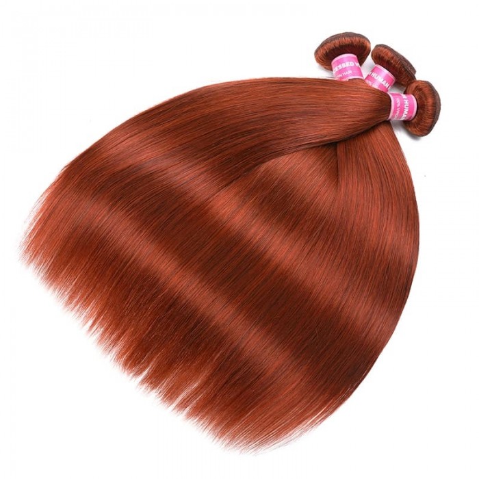 Incolorwig High Quality Brazilian 3 Bundles #350 Ginger Weave Straight Human Hair 