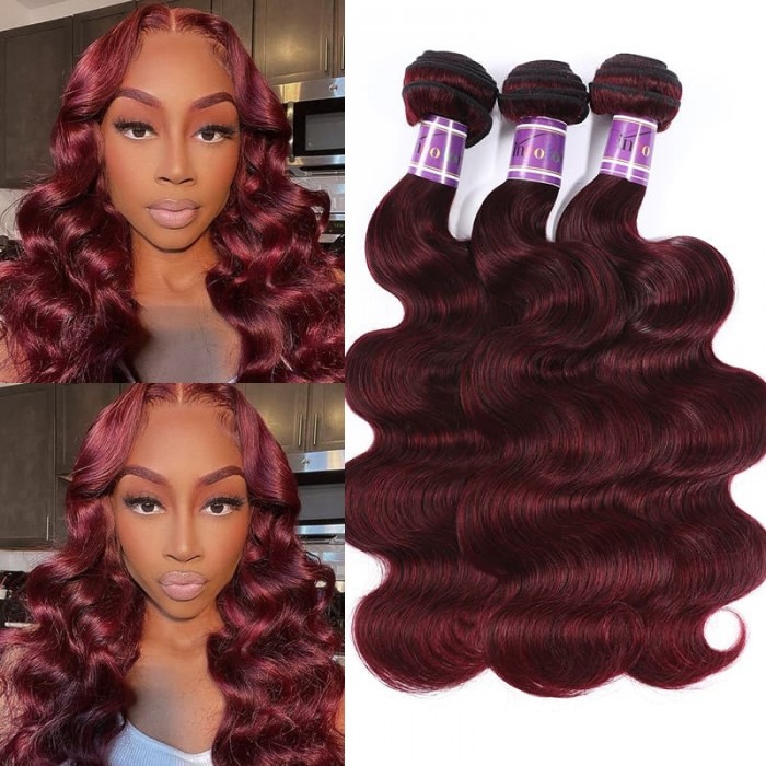 Incolorwig #99J Human Hair Weave Body Wave Brazilian Human Hair 3 Bundles Deals