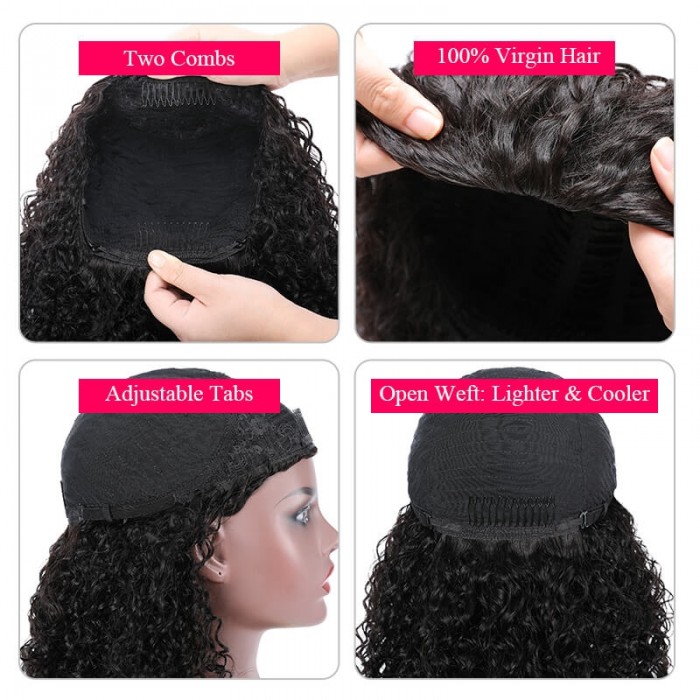 Incolorwig Jerry Curly Half Wigs Natural Color Glueless Wigs Best 3/4 Half Wigs 150% Density