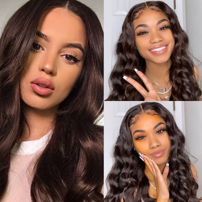 Incolorwig #2 Dark Brown Attractive 3 Bundles Body Wave Brazilian Human Hair Weave