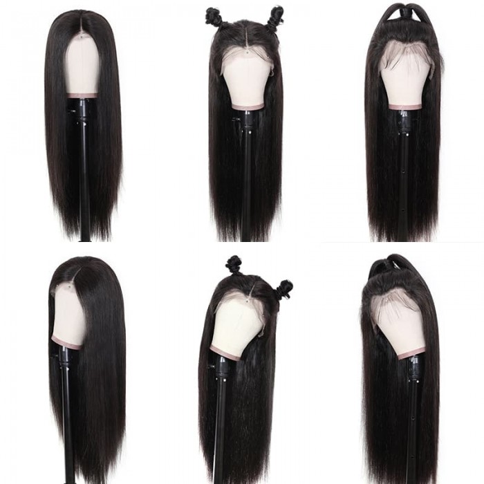 Incolorwig 150% Density Long Straight 13x4 Lace Front Wigs Virgin Human Hair Wig With Baby Hair