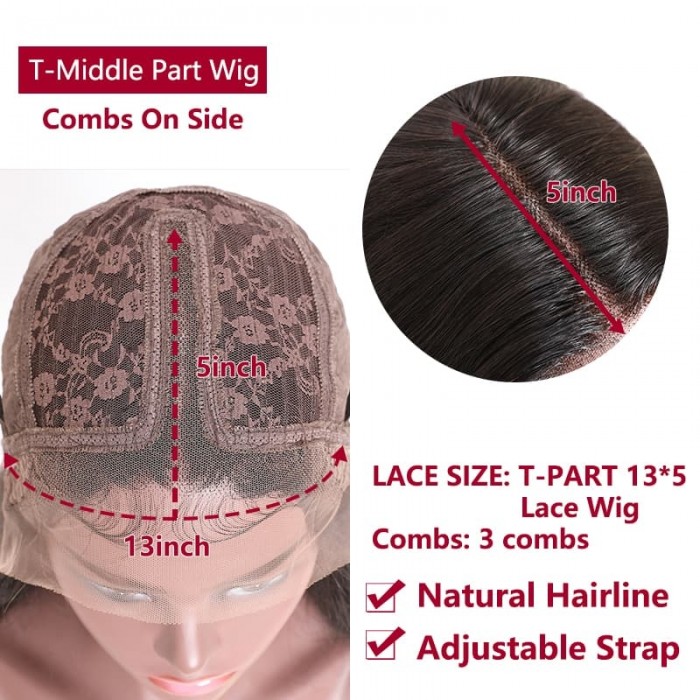 Incolorwig Body Wave 13*5*0.5 T Part Wig Natural Black Color 13x4 Lace Frontal Human Hair Wigs Pre Plucked With Baby Hair