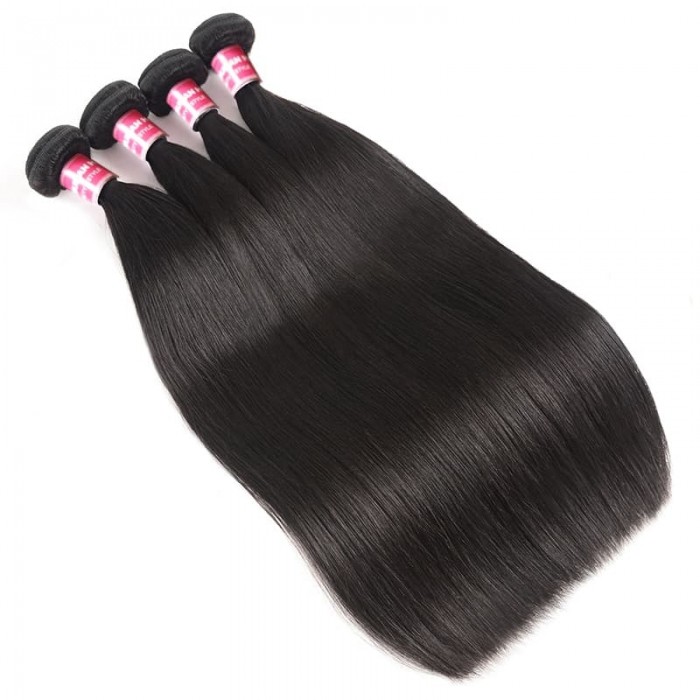 Incolorwig 100% Virgin Human Hair Weave Soft Brazilian Straight Hair 4 Bundles Affordable Price
