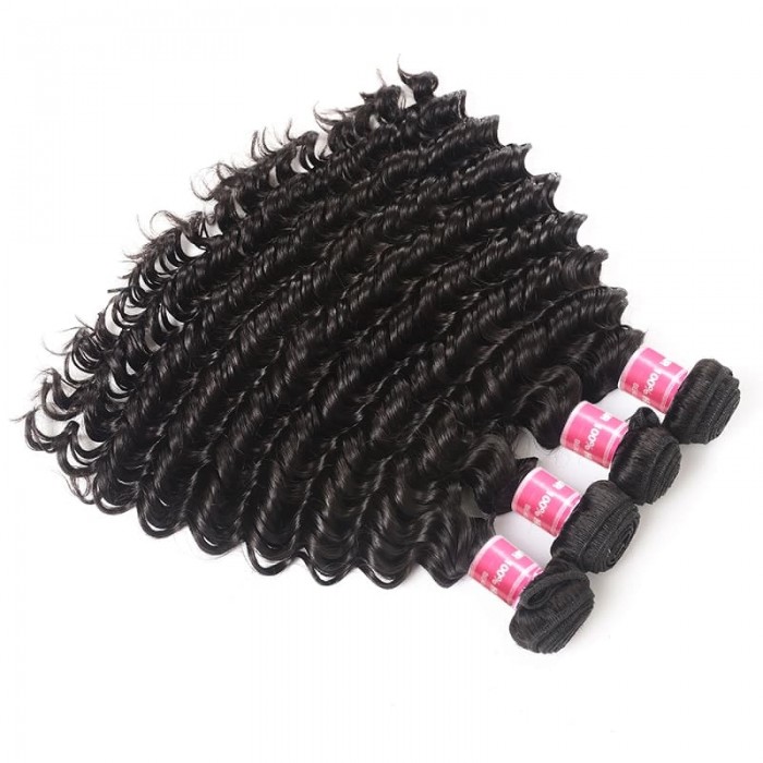 Incolorwig Deep Wave Weave 100% Virgin Human Hair Weave 4 Bundle Deals