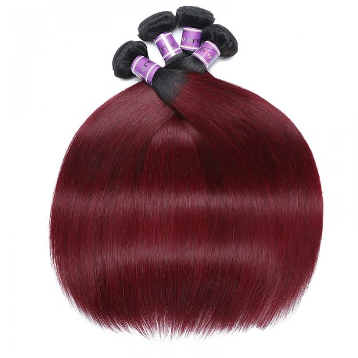 Incolorwig Peruvian Human Hair Weave Novel Hair Color TB99J Straight Human Hair Weave 4 Bundles Deals