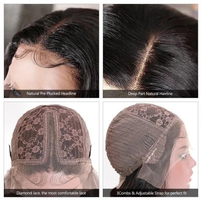 Incolorwig Long Loose Deep Wave T Part Wig 150% Density Natural Black Wigs With Baby Hair