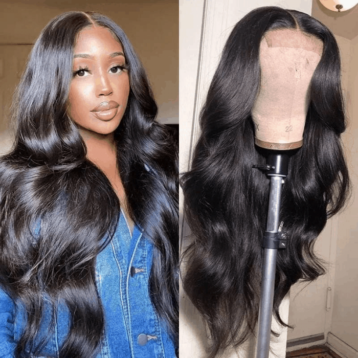 Incolorwig 5x5 HD Lace CLosure Wig Human Hair Body Wave Natural Black Lace Closure Wig