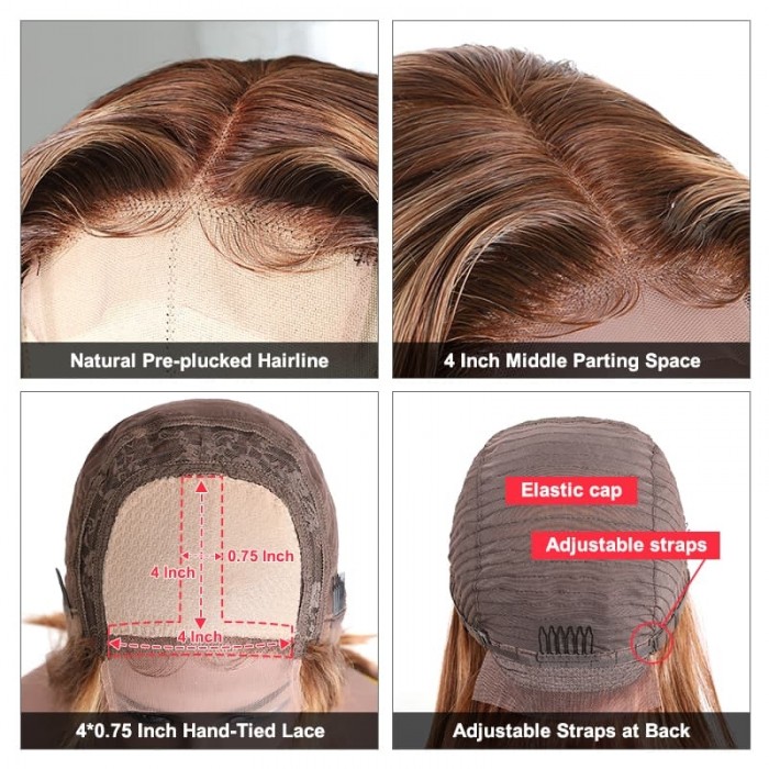 Incolorwig Fashion Short Bob Wigs TL412 Highlight Lace Part Wig 150% Density