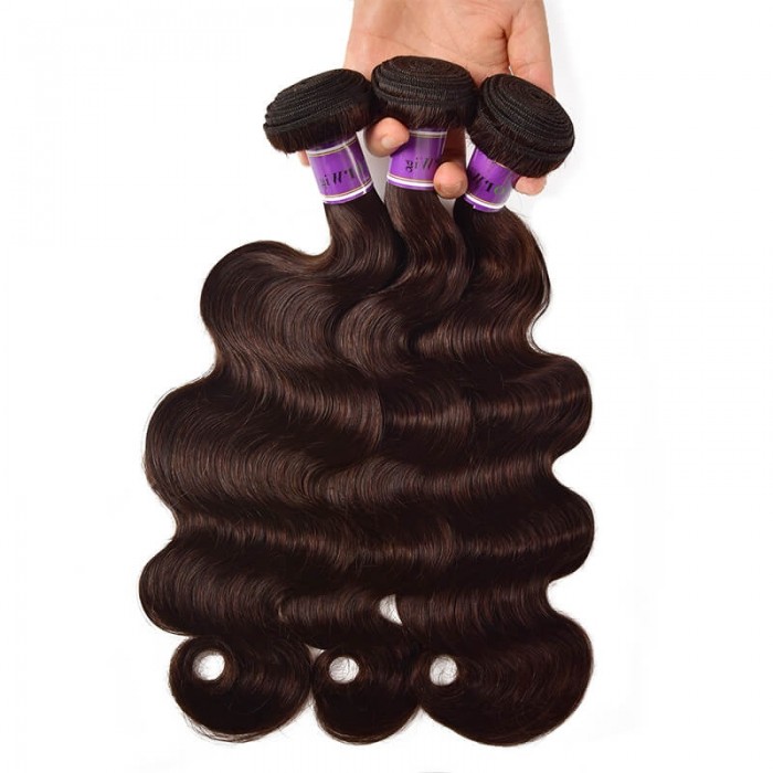 Incolorwig #2 Dark Brown Attractive 3 Bundles Body Wave Peruvian Human Hair Weave