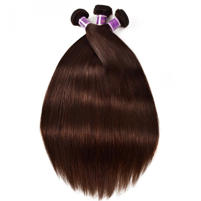 Incolorwig Brazilian 3 Bundles Virgin Human Hair  #2 Dark Brown High Quality Straight Weave