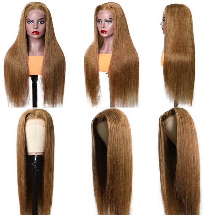Incolorwig #8 Straight Hair Middle Part Lace Wigs Human Hair 150% Density Lace Part Wig