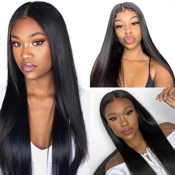 Incolorwig Fake Scalp Lace Wig 100% Human Hair 13*4 Lace Front Straight Human Hair Wigs