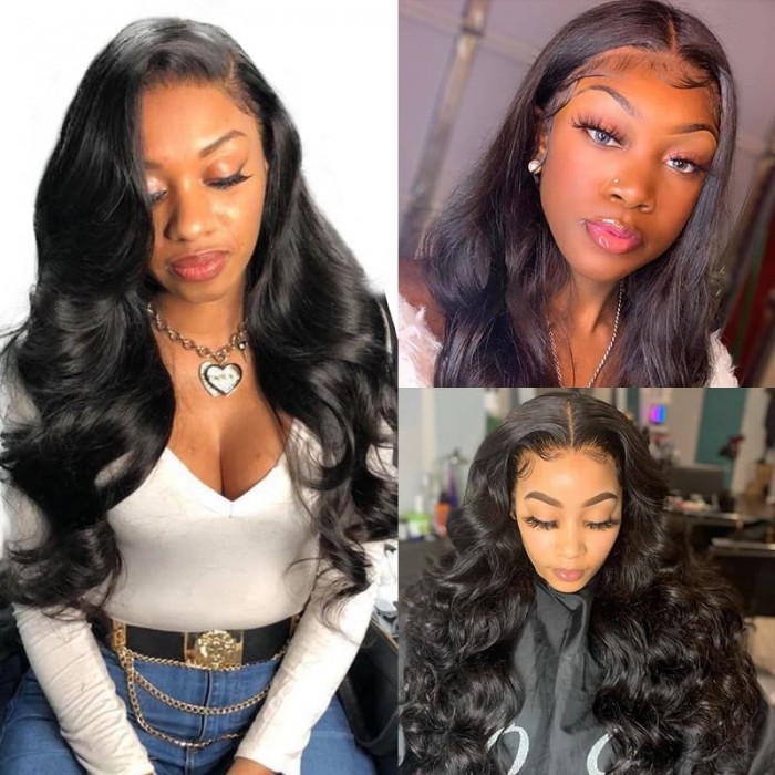 Incolorwig Body Wave Fake Scalp Lace Frontal Wig Glueless Wig Invisible Knots 150% Density