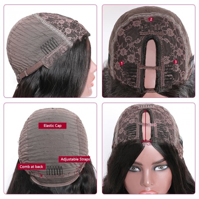 Incolorwig U Part Wig Body Wave Upgrade U Part Human Hair Wigs 150% Density Natural Looking Hairline