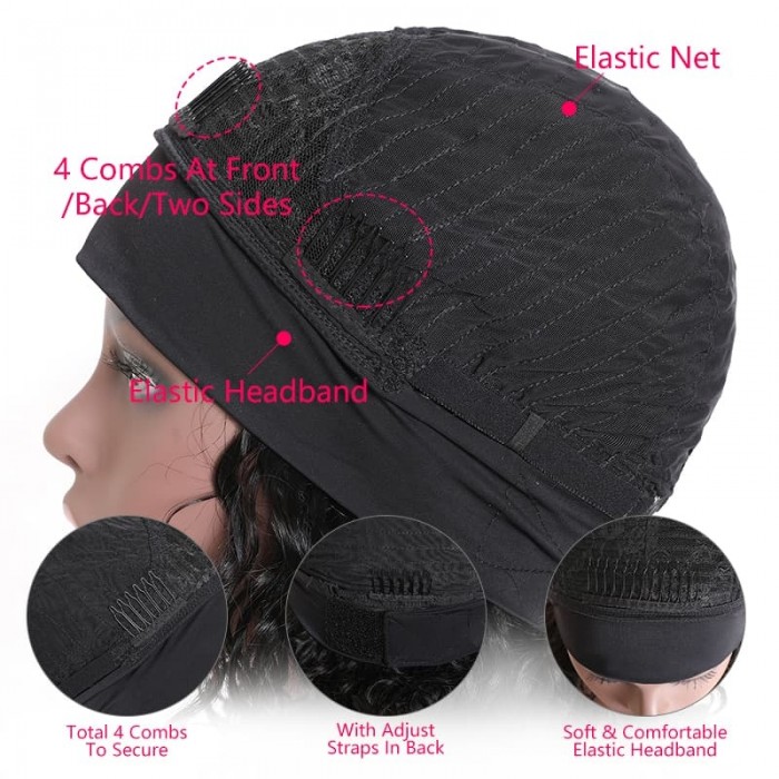 Incolorwig Water Wave Bob Wigs Natural Black Headband Human Hair Wigs