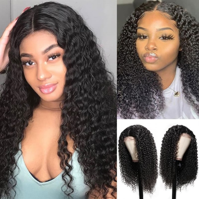 Incolorwig Hot Sale Jerry Curly Wigs Hairline Lace Part Wigs 150% Density 13*4 Lace Front Thick Human Hair Afro Curly Wigs