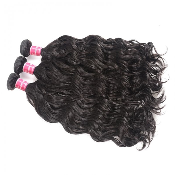 Incolorwig Brazilian Virgin Hair Natural Wave 3 Bundles Human Hair Extensions Natural Color