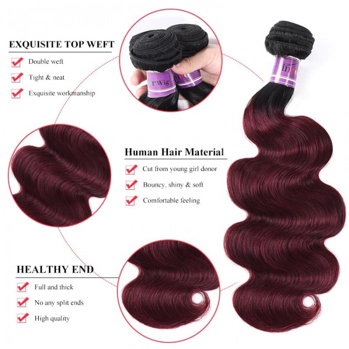 Incolorwig Superior Quality Brazilian Weave 3 Bundles Remy Hair TB99J Body Wave Hair 3 Bundles