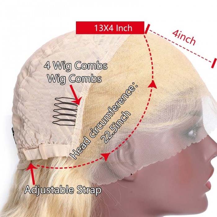 Incolorwig #613 Honey Blonde Lace Front Wig Human Hair 13×4 Transparent Lace Body Wave Wig 150% Density 
