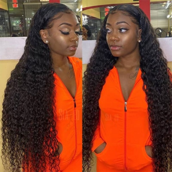 Incolorwig Best Deep Wave Human Hair Wigs Natural Black 13x4 Lace Front Wigs With Baby Hair