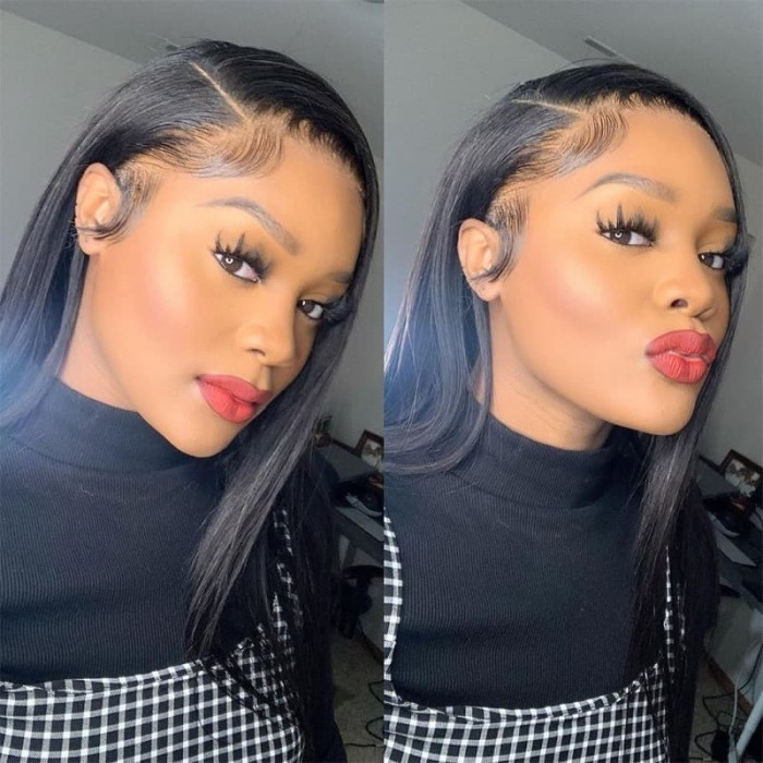 Incolorwig 100% Virgin Human Hair Straight Hair 3 Bundles With 13x4 Lace Frontal Closure