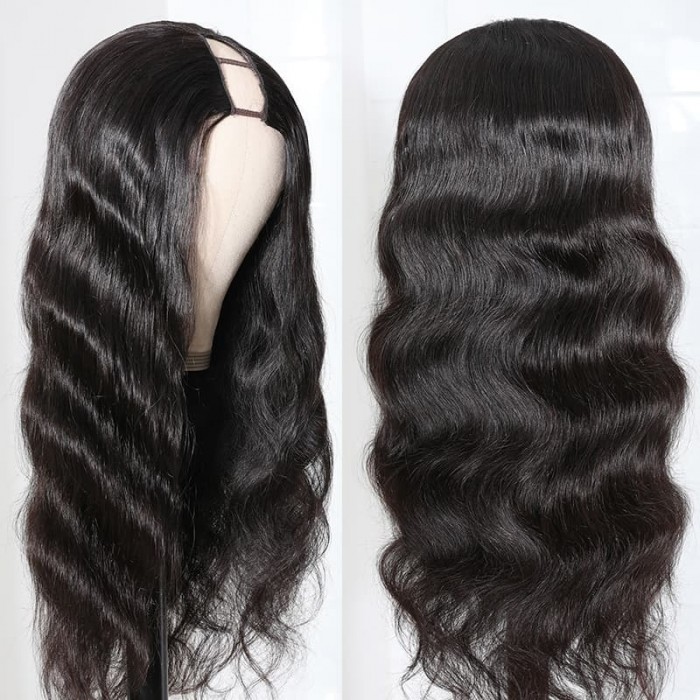 Incolorwig Natural Black Body Wave U Part Wig Fashion Glueless Human Hair Wigs 150% Density Wigs For Women