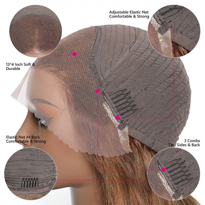 Incolorwig Auburn Brown Loose Wave 13x4 Lace Front Wigs 180% Density Highlight Big Voluminous Curls Long Wig