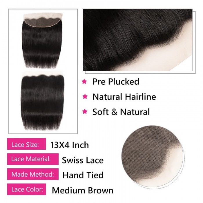 Incolorwig Best 4 Bundles Straight Human Hair Weave With Ear To Ear 13x4 Lace Frontal