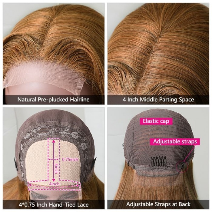 Incolorwig #8 Straight Hair Middle Part Lace Wigs Human Hair 150% Density Lace Part Wig