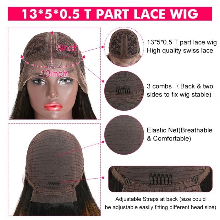 Incolorwig Ombre Color #FB30 Highlight Blonde Straight Human Hair Wig T Part Wigs For Sale