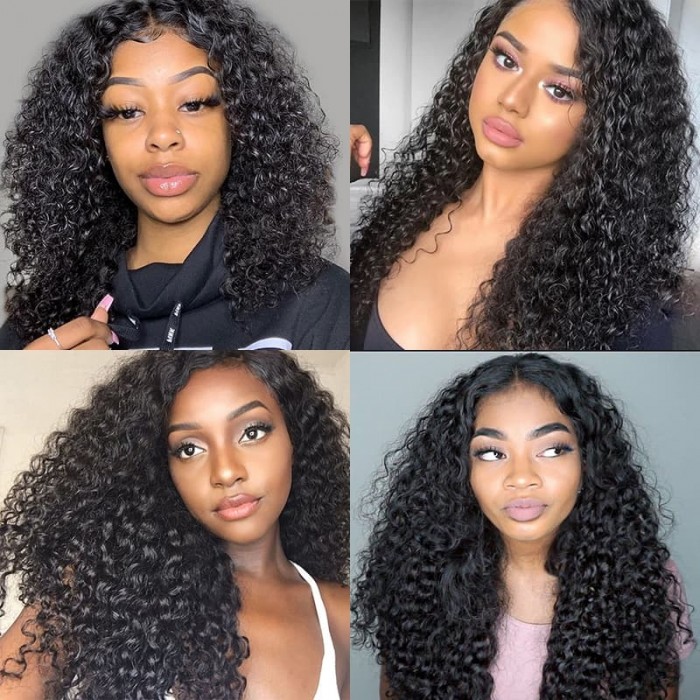 Incolorwig Kinky Curly Hair Weave 3 Bundles Brazilian Virgin Hair Natural Color