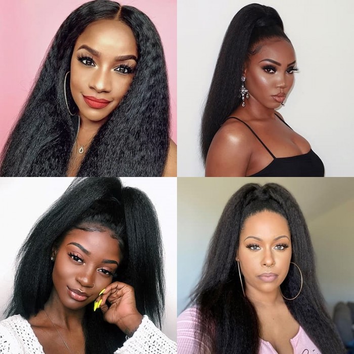 Incolorwig Kinky Straight Hair Bundles 3 Bundles 8-26 Inch 100% Human Hair Extensions Fast Shipping