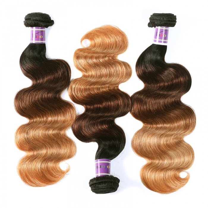 Incolorwig Virgin Brazilian Body Wave Hair Weave  #T1B427 Ombre Human Hair Weave 3 Bundles