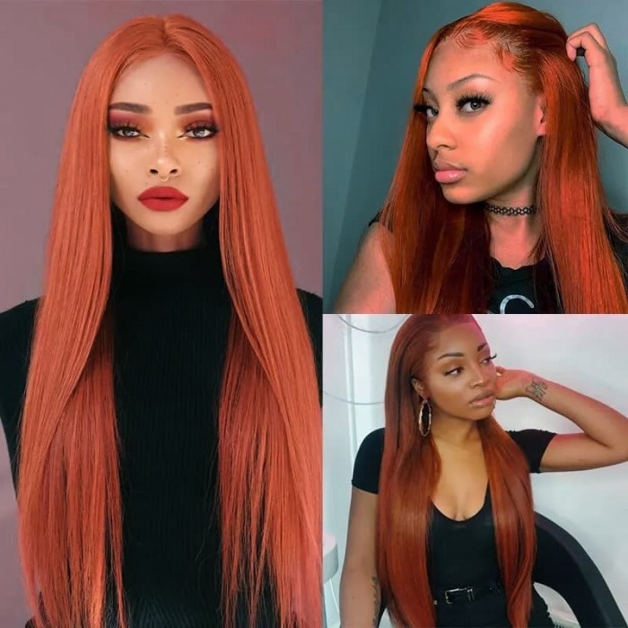 Incolorwig High Quality Brazilian 3 Bundles #350 Ginger Weave Straight Human Hair 