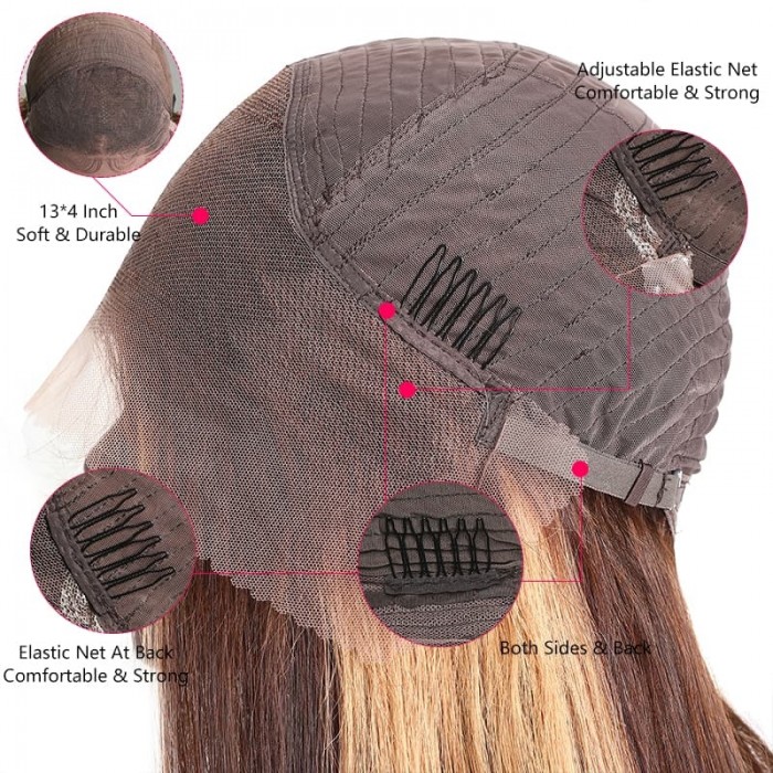 Incolorwig 13x4 Straight Honey Blond Ombre Color #TL412 Highlight 150% Lace Front Human Hair Wigs for Women