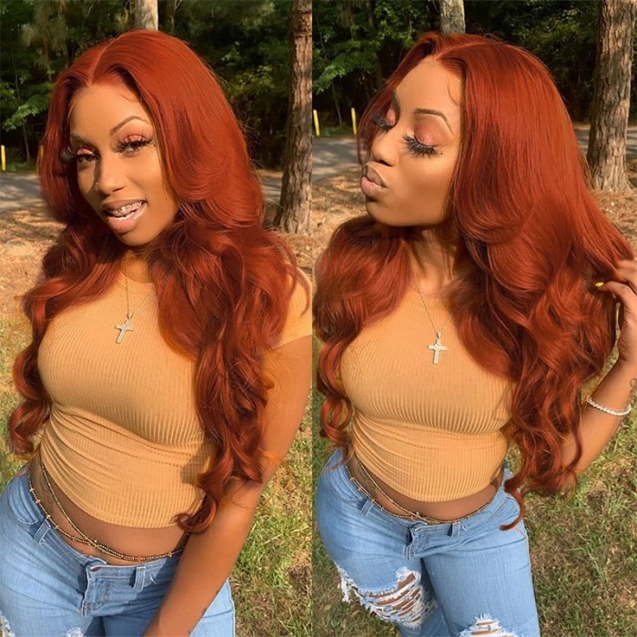 Incolorwig 100% Peruvian Human Hair Pre-colored #350 Color Ginger Weave Body Wave 4 Bundles Weave