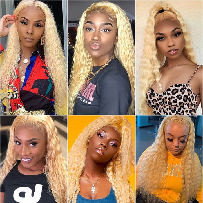 Incolorwig Brazilian Human Hair Weave #613 Blonde Deep Wave Hair 1 Bundle