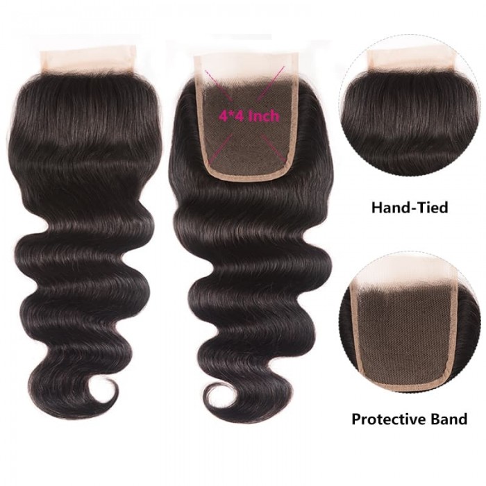 Incolorwig Body Wave Virgin Hair Weave 3 Bundles With Lace Closure 100% Virgin Human Hair