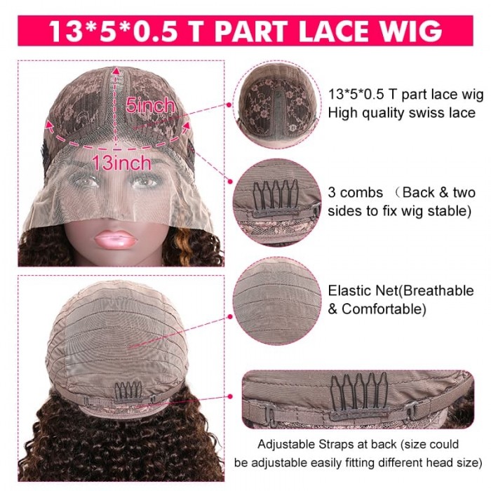 Incolorwig Water Wave Short Cut Bob Wig Ombre #427 T Part Lace Frontal 150% Density Wig