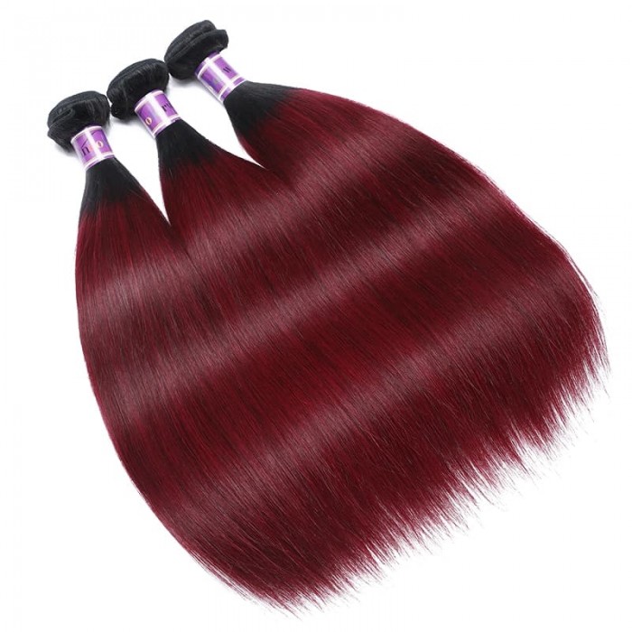 Incolorwig Virgin Brazilian 3 Bundles Human Hair New Pre-Colored  #TB99J Straight Remy Human Hair Weave