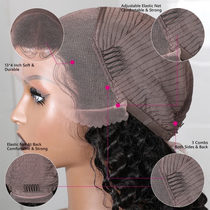 Incolorwig Best Deep Wave Human Hair Wigs Natural Black 13x4 Lace Front Wigs With Baby Hair