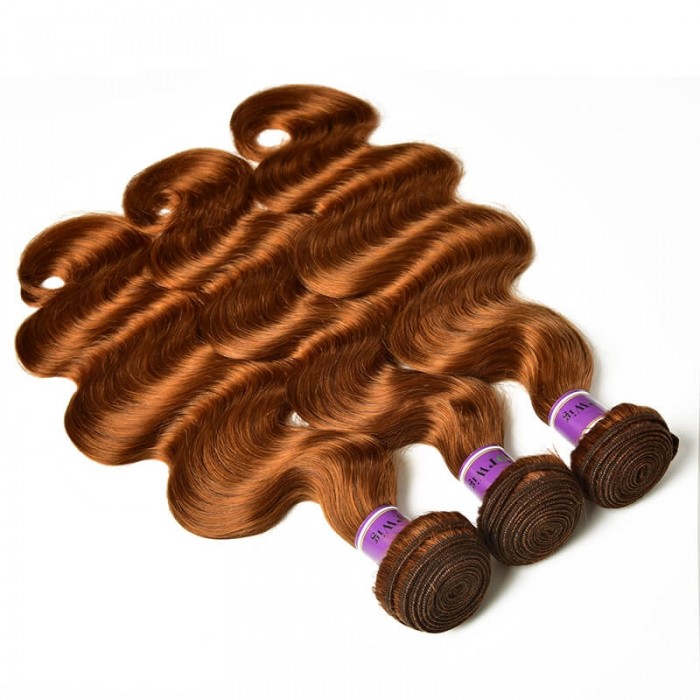 Incolorwig #30 Pure Color Body Wave 3 Bundles  Peruvian Virgin Human Hair Weave