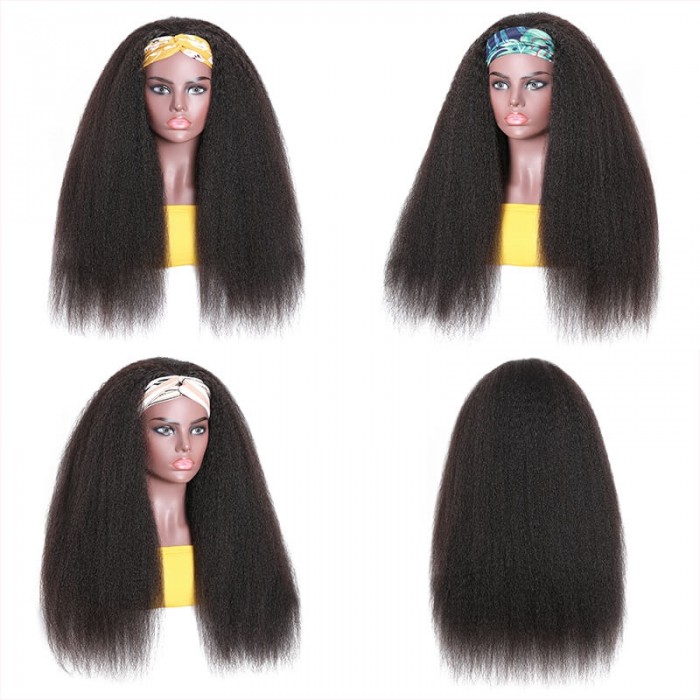 Incolorwig Kinky Straight Human Hair Half Wigs Glueless 3/4 Half Wigs 150% Density Wigs