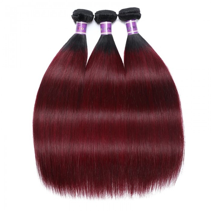 Incolorwig Virgin Brazilian 3 Bundles Human Hair New Pre-Colored  #TB99J Straight Remy Human Hair Weave